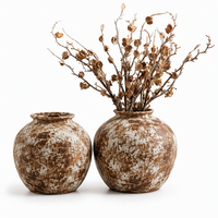 Vase en céramique à surface rugueuse Wabi Sabi, récipient en poterie antique vieillie pour la décoration de villas et de cafés méditerranéens
