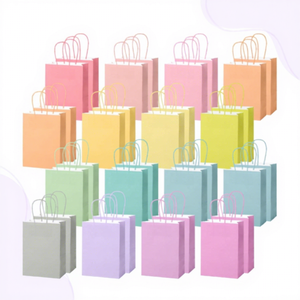 ถุงกระดาษคราฟท์รีไซเคิลพิมพ์โลโก้หลากสีพร้อมหูหิ้ว สำหรับใส่ของขวัญ ของชำร่วย หรือใช้ในร้านค้า<span class=keywords><strong>ป</strong></span>ลีก - Product Image 2