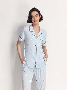 Conjunto de Pijama a Rayas de Moda para Mujer, Conjunto de Pijama de Modal/Algodón/Bambú con Estampado de Mariposas, Ropa de Dormir para Mujer - Product Image 3