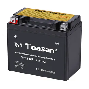 Most Popular Toasan Motorcycle Battery YT12-MF Sealed Lead Acid 12V12AH Motorcycle Battery