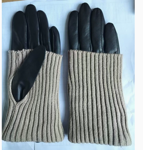 <span class=keywords><strong>Gants</strong></span> d'hiver en cuir véritable pour <span class=keywords><strong>femme</strong></span>, style vintage, en peau d'agneau, avec revers tricoté - Product Image 6