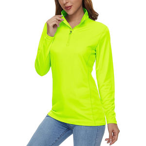 قميص مخصص بأكمام طويلة وسحاب + 50 قميص واقي من الطفح الجلدي جاكيت نسائي فارغ قمصان بوليستر لركوب الأمواج والتنزه - Product Image 6