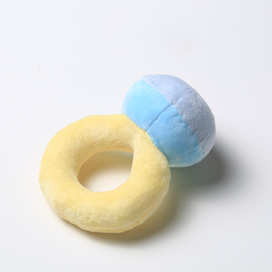 Cute <b>Plush</b> Ring Dog Chew Toy Interactive Pet Toy for Small Dogs Indoor Use Cartoon Style Blue and Yellow Color - Product Image 5