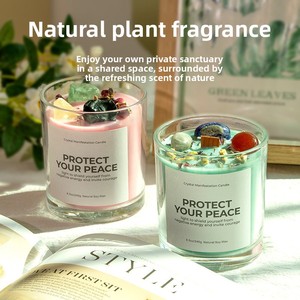 Bougie parfumée artisanale en cire de soja avec fleurs séchées, sans fumée, dans un bocal en verre, pour l'aromathérapie à domicile, en gros - Product Image 2