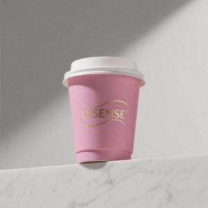Lesense ODM/OEM Pink <strong>Paper</strong> <strong>Cups</strong> <strong>Custom</strong> Logo Printed Single Wall Double Wall Pink Gold Foil Hot Drink <strong>Paper</strong> Coffee <strong>Cup</strong> with Lid - Product Image 1