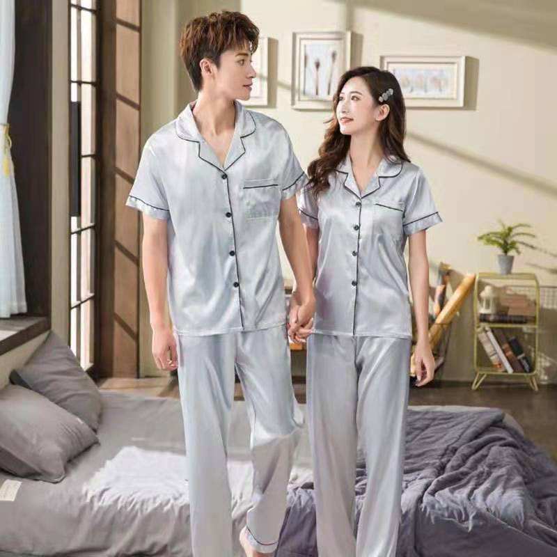 Pigiama In Raso Button Down - Set Notte Lungo Con Colletto E Taschino, Loungewear Elegante E Comodo - Foto 7