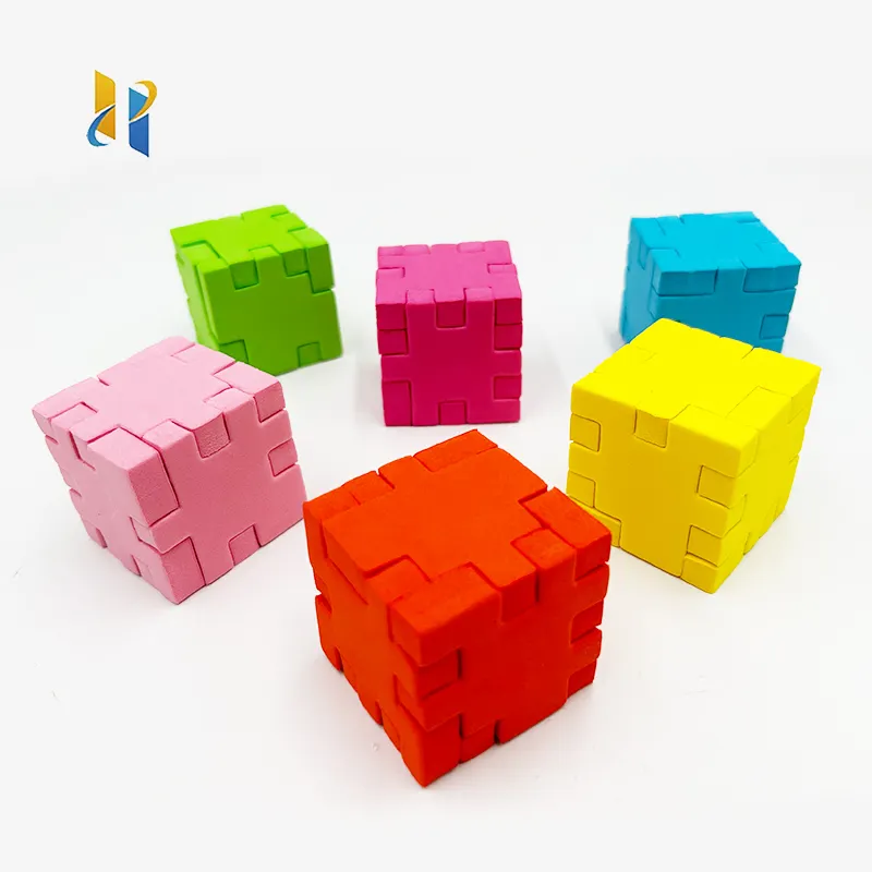 Juego educativo al por mayor de fábrica 6 unids/set Diy 3D cubo mágico colorido bloques apilables rompecabezas de espuma EVA para niños