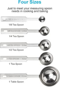 Factory Custom Stainless Steel 0.5ml 1.25ml 2.5ml 5ml 15ml Coffee Powder <b>Tea</b> Salt Liquid Measure Spoons <b>Set</b> - Product Image 4