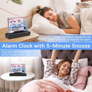 Horloge intelligente avec base LED, lumière nocturne, personnalisation photo 3D, gravure extérieure en acrylique, horloge créative pour la maison, horloge météo - Product Image 6