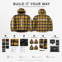 Veste à capuche zippée sur mesure en flanelle épaisse à carreaux écossais pour homme, avec patte de boutonnage recouverte, chemise d'extérieur imprimée, fabricant OEM/ODM