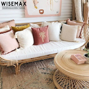 MUEBLES WISEMAX Muebles para el hogar de estilo moderno, conjunto de sofá de jardín tejido de 3 asientos, sofá <span class=keywords><strong>reclinable</strong></span> seccional con respaldo de ratán natural - Product Image 4