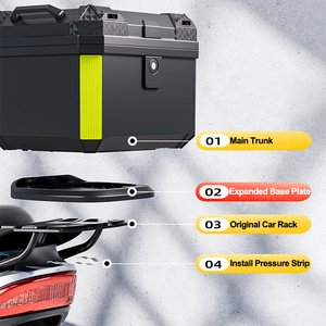 <span class=keywords><strong>Top</strong></span> <span class=keywords><strong>Case</strong></span> Moto Universel 45 L pour Casque, Coffre de Rangement Arrière avec Serrure en Matériau PP Durable - Product Image 5