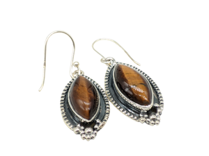 Pendientes Hechos a Mano de Plata de Ley 925 con Ojo de Tigre Natural Genuino, Joyería Étnica Bohemia para Mujer, Proveedor Mayorista al por Mayor - Product Image 2