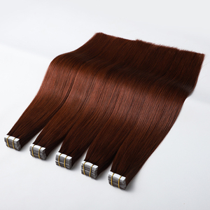 Extensioni di Capelli Umani Brasiliani Remy Naturali al 100% di Alta Qualità con Nastro Adesivo, 100% Allineati alle Cuticole, Lisci e Ondulati, Rosso <span class=keywords><strong>Rame</strong></span> # 33 - Product Image 4