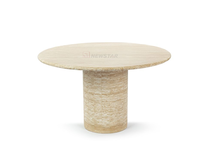 Table de salle à manger en marbre moderne de style italien, ronde, qualité haut de gamme, ensemble de table à manger à prix d'usine, marbre de luxe en travertin beige