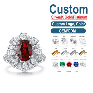 <span class=keywords><strong>Anello</strong></span> di Fidanzamento con <span class=keywords><strong>Rubino</strong></span> Rosso Vivace Taglio Ovale con Halo in Argento Sterling 925 Diamanti VVS <span class=keywords><strong>Anello</strong></span> Nuziale Gioielli Raffinati per Donne - Product Image 1