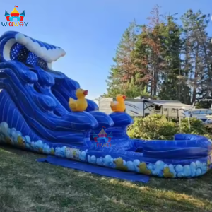 Tobogán Acuático Inflable de PVC Azul Océano con Diseño de Ola y Pato Amarillo, Piscina Infantil con Certificación CE, Garantía de 3 Años, Uso Doméstico - Product Image 2