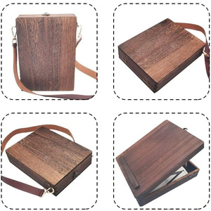 กล่องดินสอไม้แบบสะพายข้าง 25x19x6 ซม. สไตล์จีน พร้อมตัวล็อคแบบ Hasps สำหรับนักเขียนและใช้เป็นของขวัญ - Product Image 3