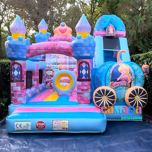 Diskon Besar Kereta rumah pantul tiup, istana rumah goyang tiup Kombo perosotan - Product Image 1