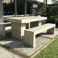 Ensemble de table et chaises de jardin en fibre-ciment pour patio de villa moderne, mobilier d'extérieur