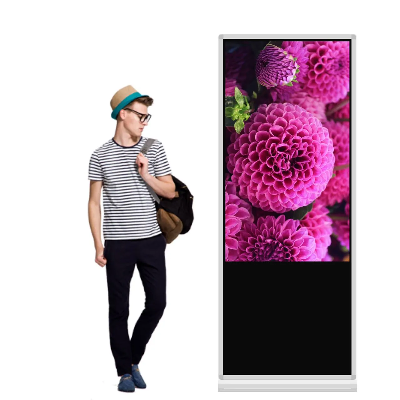 advertising player 43 inch touch screen floor standing digital signage player video lcd display 4k full hd all in one pc adverti