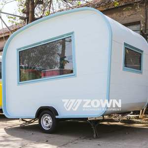 ZOWN Mobile Food Trailer White With Blue Trim Compact Outdoor <b>Vending</b> Kiosk For <b>Sale</b> - Product Image 6