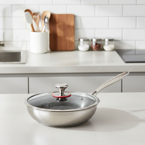 <span class=keywords><strong>Wok</strong></span> Grande Antiadherente de Acero Inoxidable con Diseño de Panal de Abeja, Capacidad de 18L, Compatible con Estufas de Gas, para Uso en Hoteles y Restaurantes, Sin Tapa - Product Image 1