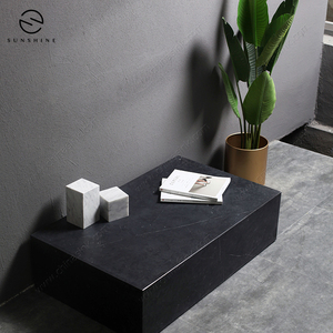 Empty <strong>White</strong> <strong>Marble</strong> <strong>Side</strong> <strong>Table</strong> Jointed Board Rectangular Plinth <strong>Marble</strong> Coffee <strong>Table</strong> - Product Image 4