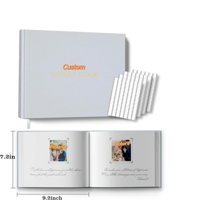 Letras y detalles de lámina dorada, tamaños personalizados, libro de inicio de sesión de 9x7 pulgadas, 100 páginas, tela de papel grueso, cubierta dura, libro de invitados de boda - Product Image 1