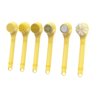 Brosse de douche antidérapante pour le corps avec manche long, poils rigides et doux, exfoliante pour le bain et le gommage à sec