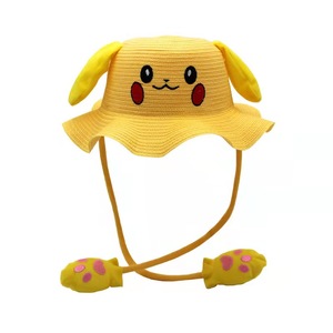 Sombrero de Paja para Niños con <span class=keywords><strong>Orejas</strong></span> de Conejo Móviles, Protección Solar para Padres e Hijos, Estilo <span class=keywords><strong>Pikachu</strong></span>, para Primavera y Verano - Product Image 2
