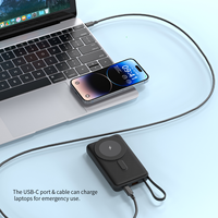 Batterie externe 10000mAh avec cordon, écran numérique, charge rapide magnétique sans fil 25W PD35W Max pour téléphone portable
