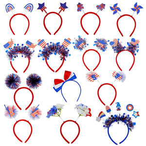 Transfronterizo para Amazon Nueva Bandera de EE. UU. Diadema del Día DE LA Independencia Vestido del Día Nacional Accesorios del Festival Rojo Blanco Azul Sombreros de plástico - Product Image 1