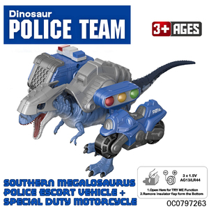 Juguete de dinosaurio con luz y sonido para niños, coche de policía, artesanal - Product Image 2