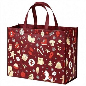 Sac promotionnel pliable en PP non tissé laminé moyen, motif lettre, idéal pour les fêtes, Noël et les cadeaux - Vente chaude - Product Image 1