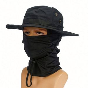 Gorra Balaclava al por mayor para hombre, para escalada y camping, sombrero de pescador de camuflaje para exteriores con cordón, sombrero de pesca tipo cubo con máscara - Product Image 6