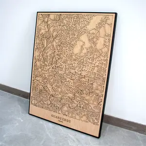 Mappa della città con taglio Laser personalizzato mappa della parete in legno 3d mappa della città topografica multistrato - Product Image 1
