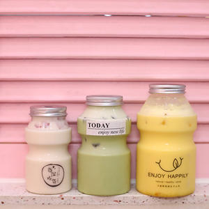 350ml 500ml 700ml <b>Empty</b> PET Clear Beverage Boba Milk Tea <b>Bottle</b> Tea Juice Juice Container with Aluminum Cap - Product Image 5