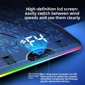 <span class=keywords><strong>Refroidisseur</strong></span> d'ordinateur <span class=keywords><strong>portable</strong></span> F15 en métal à refroidissement par air, avec écran d'affichage à effet lumineux RGB et support pour téléphone/tablette, design ultra-élégant - Product Image 3