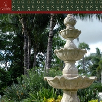 Fontaine à trois niveaux en grès beige pour jardin de villa privée GOLDKING, conception personnalisée, fourniture directe d'usine pour projets de grande envergure