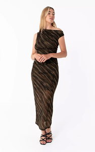 Robe <span class=keywords><strong>longue</strong></span> moulante élégante pour <span class=keywords><strong>femme</strong></span> en maille transparente rayée, tons marron et <span class=keywords><strong>beige</strong></span>, collection 2026, OEM/ODM - Product Image 2