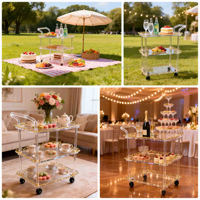 Hotel Catering Acryl Mehrstöckiger Rollender Servierwagen Transparenter Gebäck- und Cupcake-Präsentationswagen für Hochzeitsempfang Buffet-Tisch