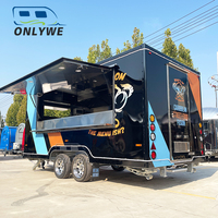 ONLYWE Cuisine mobile Chariot remorque alimentaire personnalisé Entièrement équipé BBQ Hot Dog Burger Friteuse Tacos Camion de nourriture mobile
