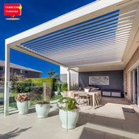 Fabrika Alüminyum Pergola Sistemleri Su Geçirmez Açık Alan Motorlu Panjurlu Çatı Pergola Fiyatı Yan Fermuarlı Perde ile