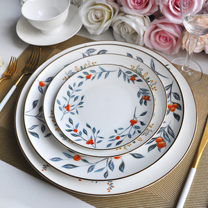 <span class=keywords><strong>Platos</strong></span> de <span class=keywords><strong>porcelana</strong></span> dorados más populares para la cena, vajilla de cerámica usada para restaurante de boda - Product Image 2