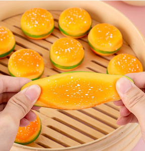 2025 Funny Cute Novelty Stress Relief Hamburger Squishy Food Simulation Burger <b>Squeeze</b> TPR Stress Toy Fidget <b>Ball</b> - Product Image 5