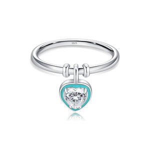 925 Silver Heart Shape <b>Ring</b> With Bowknot Love Drop <b>Crystal</b> Rhinestone Pendant Romantic Style Women's Jewelry - Product Image 1