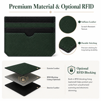 Porte-cartes fin en cuir Saffiano de qualité supérieure avec poche à accès rapide et design multi-fentes pour les voyages d'affaires et le transport quotidien