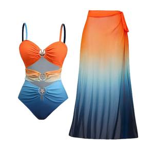 <span class=keywords><strong>Maillot</strong></span> de bain 2 pièces en mousseline grande taille <span class=keywords><strong>pour</strong></span> femme, motif étoile de mer coloré et dégradé, tenue de plage disponible sur AliExpress - Product Image 2