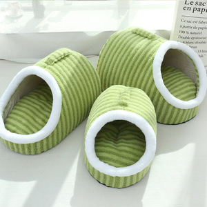 Coussin pour animaux de compagnie rayé, forme ovale, rembourrage en éponge, maison pour chat, chaud pour les quatre saisons, lavable à la main - Product Image 4